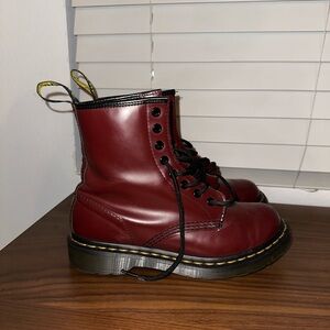 Dr. Martens Cherry Red Smooth Leather 1460 Combat Boots Size 6
